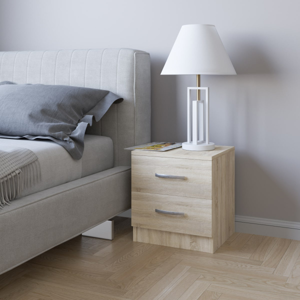 1.021 Комод с 2 ящиками с ручками  404х475х385(дуб сонома, Дуб сонома, Лотос 128)