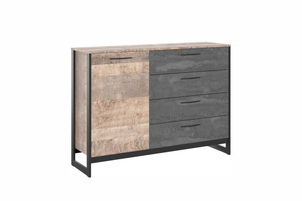HUGO комод Т-1 Дуб Гранж/Железный камень