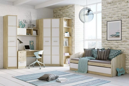 НМ 041.50 Кровать ("Фанк", Белый (КМ),Дуб Сонома)