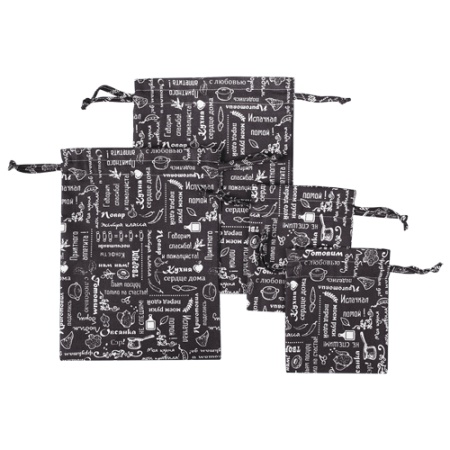 Набор мешочков д/я хранения "Правила кухни "(25*35-2wTt.15*кухни20-2шт)рогожка Горький шоколад ПК