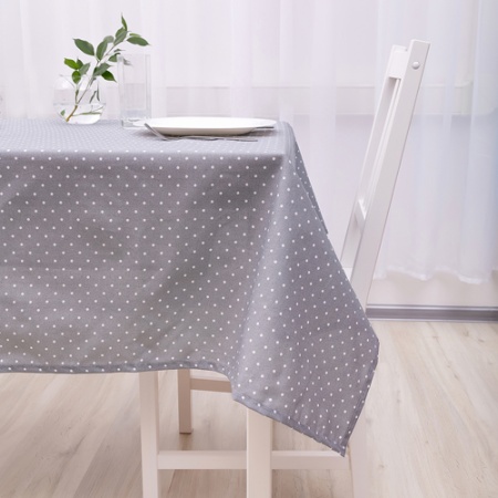 Скатерть декоративная  145х180 "Радушная хозяйка (Традиция)" (Горошек серый)