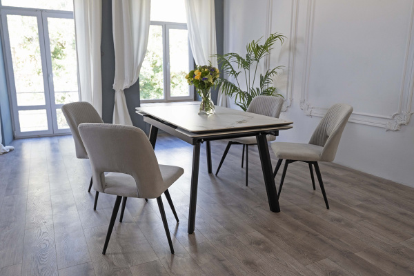 Стол Татами-3С 140*85 (+30+30) №5 (царга Белый/МДФ+PVC Белый/Champagne)