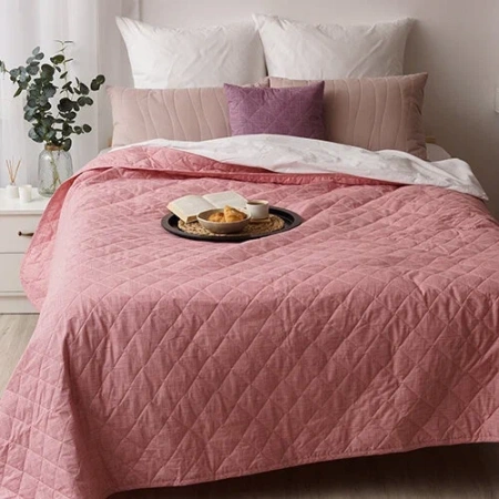 Покрывало стеганое "Традиция" 215х240, поплин (Пудра текстура)