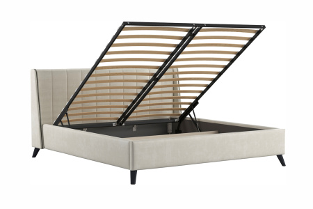 Кровать двойная Мелисса 180 ((Тори 56 велюр (светло-бежевый), Тори 56 велюр ( светло-бежевый))) (кро