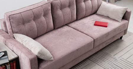 Диван - кровать Арно (Арт. ТД 567 Лаки 17 (пепел розы), Лаки 17 (пепел розы), Vertical 910 (молочно