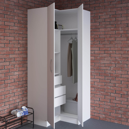 8.18 Шкаф для одежды угловой 960х2380х960 Белый глянец(белый, белый глянец, Лотос 128)