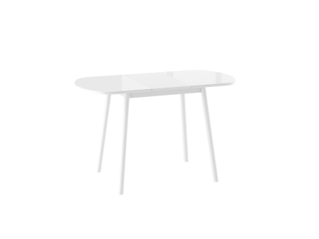 Стол ROUND-94, раздвижной со стеклом 94(126)*64, Белый/Белый
