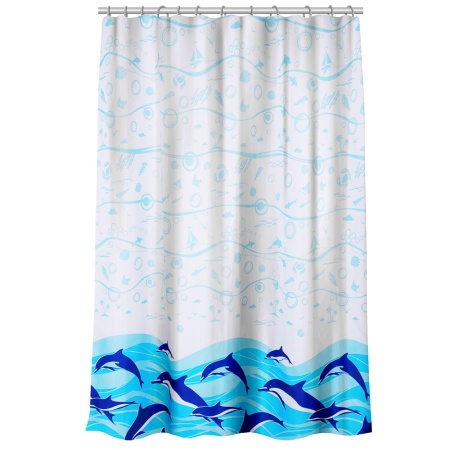 VETTA Шторка для ванной, ткань полиэстер с утяжелит, 180х180см, "Дельфины" 461-428