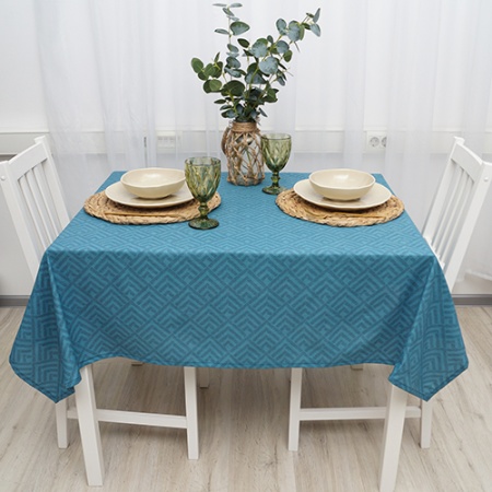 Скатерть декоративная  145х145 "Радушная хозяйка (Традиция)" (Ромбы синий)