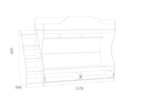 НМ 041.51 Кровать двухъярусная ("Оливия", Белое дерево, Дуб Сонома)