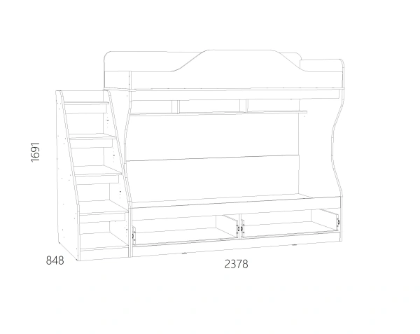 НМ 041.51 Кровать двухъярусная ("Оливия", Белое дерево, Дуб Сонома)