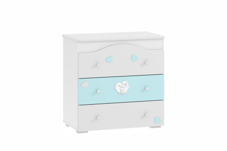 НМ 041.02 Комод  (Птички Белый/Голубой (эмль) Белый Скандинавский)