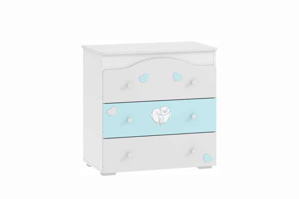 НМ 041.02 Комод  (Птички Белый/Голубой (эмль) Белый Скандинавский)