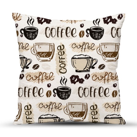 Подушка декоративная с фотопечатью 40х40 см, ткань смесовая (Чашка кофе)