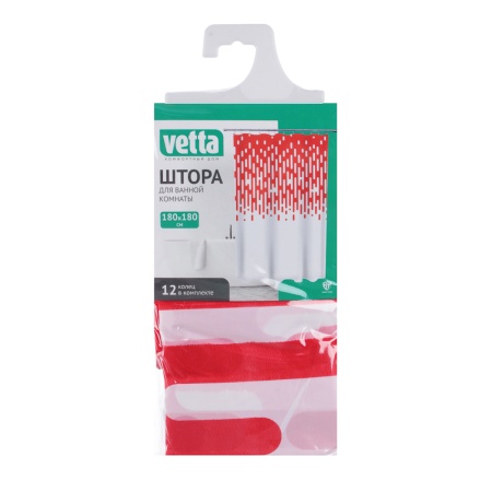 VETTA Шторка для ванной, ПЕВА, 180x180см, "Дождь", 3 цвета 461-042