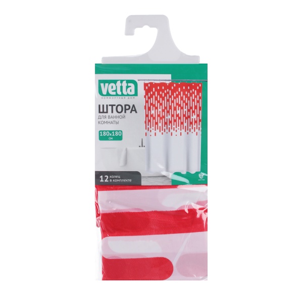 VETTA Шторка для ванной, ПЕВА, 180x180см, "Дождь", 3 цвета 461-042