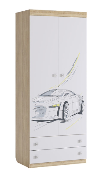 Шкаф комбинированный "Форсаж" (с ящ. 2-створчатый) (дуб сонома/белый)