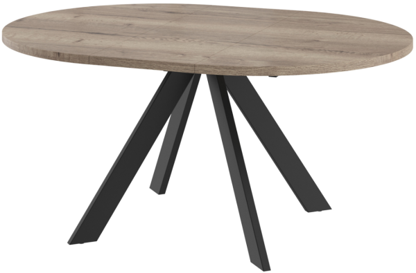 Стол RONDO-120, круглый раздвижной 120(160), ДУБ ВЕЛЛИНГТОН/ЧЕРНЫЙ