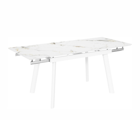 Стол Татами-3С 140*85 (+30+30) №5 (царга Белый/МДФ+PVC Белый/Champagne)