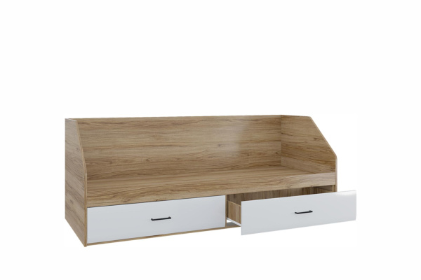 Кровать Ненси 800/2 ящ. (Корпус Крафт Золото + Фасад Белый глянец)