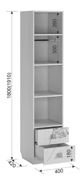Шкаф комбинированный "Фэнтези" (с ящ. 1-створчатый) (белый рамух)