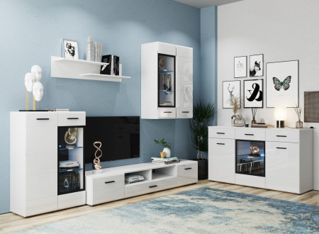 GLOSS шкаф витрина навесной Белый/Белый глянец