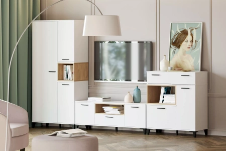 НМ 013.43 Тумба ТВА ("Bergen", Белый (КМ)/Дуб бунратти)