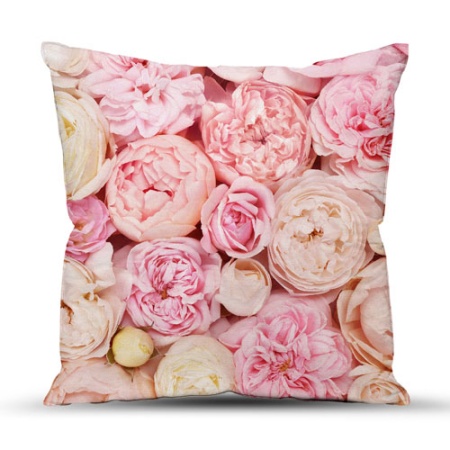 Подушка декоративная с фотопечатью 40х40 см, ткань смесовая (Пионы)