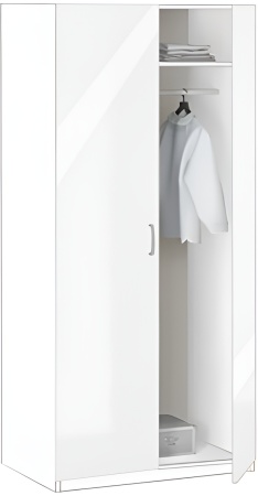 8.02 Шкаф 2-х дверный 840х2380х540 Белый глянец(белый, белый глянец, Лотос 128)