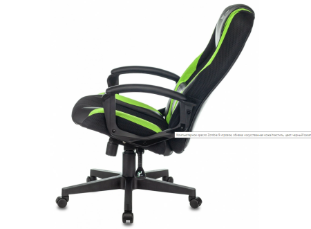 Игровое кресло Zombie ZOMBIE 9 GREEN Иск. кожа черная/ткань TW-18 (салатовая) 825*665*320
