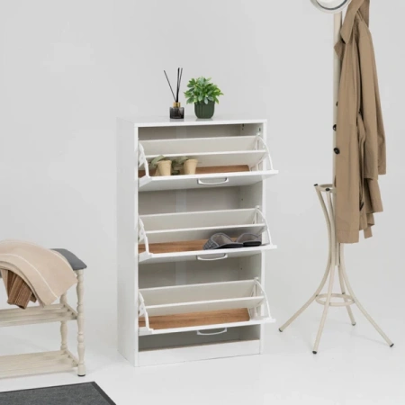 3.08 Обувница 602х1056х270(белый, белый, Лотос 128)