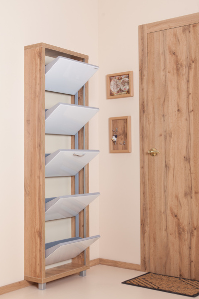 Люкс 5 с. Стекло Белое/Дуб Вотан