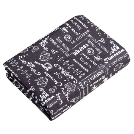 Скатерть рогожка 145х145  "Правила кухни"рогожк Горький шоколад ПК