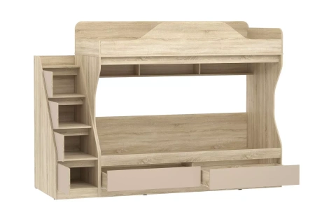 НМ 041.51 Кровать двухъярусная ( "Акварель", Капучино,  Дуб Сонома)