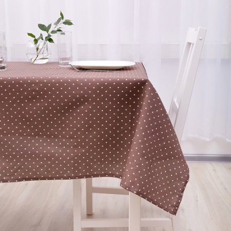 Скатерть декоративная  145х180 "Радушная хозяйка (Традиция)" (Горошек мокко)