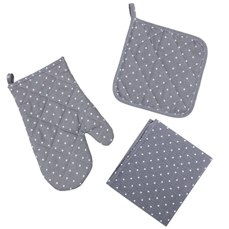 Набор для кухни 3 предмета "Радушная хозяйка" (Традиция) (Горошек серый)