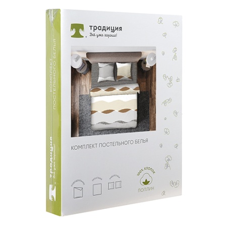 Комплект постельного белья евро "Традиция" ПОПЛИН, 100%-хлопок (Дюна)