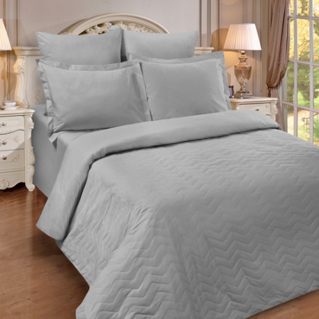 Пододеяльник "Цвет Эмоций" стеганый на молнии Зима-Лето 146х210, поплин, 100% хлопок (Грей ВБ)