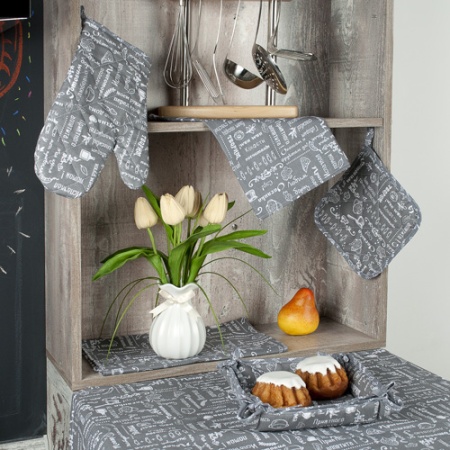 Прихватка квадратная 20х20 "Правила кухни" (Серый)ПК