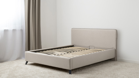 Миа 160 Кровать двойная НР (Bravo white (светло-бежевый), Лайт 10)  (комплект без подъемного механи)