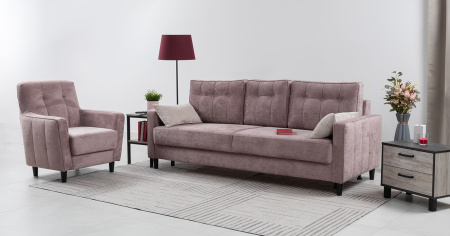 Диван - кровать Арно (Арт. ТД 567 Лаки 17 (пепел розы), Лаки 17 (пепел розы), Vertical 910 (молочно