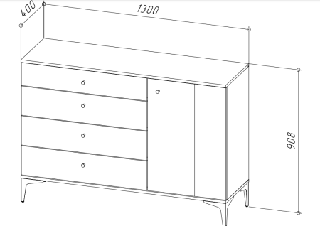 НОРДИК комод КД-140 Холодный серый/Дуб Артизан