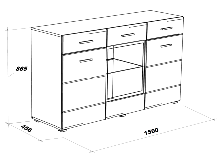 GLOSS комод КМ-150 Белый/Белый глянец