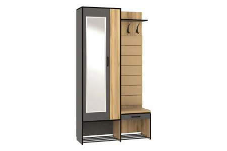 "ОЛЬГА-ЛОФТ 4" Прихожая (ФУР) (Дуб золотистый/Темно Серый)