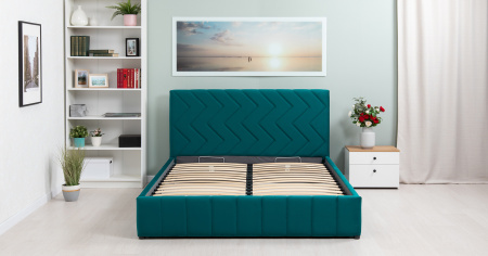 Милана 160 Кровать двойная НР (Tenerife izumrud (сине-зелёный) (комплект)