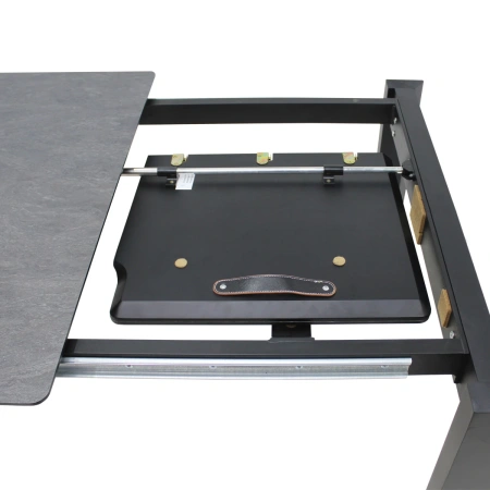 Стол БОНН HPL 85х138/185 камень сер+черн/мат.чер ВС/495