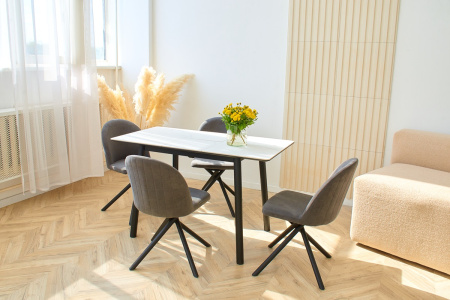 Стол Портофино-мини 65*95 (+32) №15R (царга Черный/лам.Белый цемент)