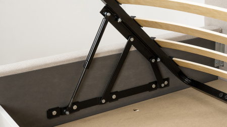 Миа 160 Кровать двойная НР (Bravo white (светло-бежевый), Лайт 10) + Дно кроватное 1600 МДФ + Механи