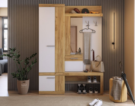 Прихожая "Алекс" (дуб крафт золотой/белое дерево)