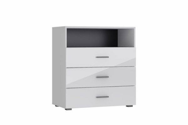 GLOSS комод КМ-3 Белый/Белый глянец 